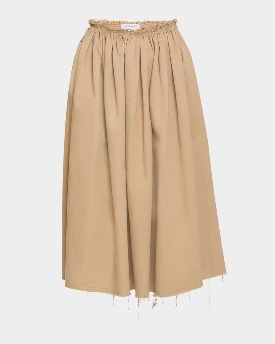 Chiara Frayed Poplin Midi Skirt